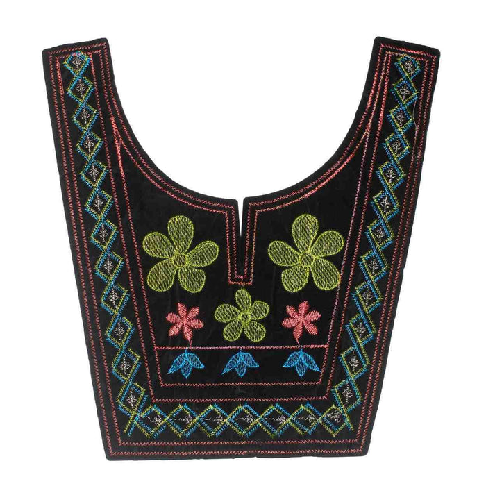 Aztec Elegance style embroidered neckline by Ani Accessories with rich geometric motifs, ethnic detailing and premium fabric, ideal for kurtis and dresses