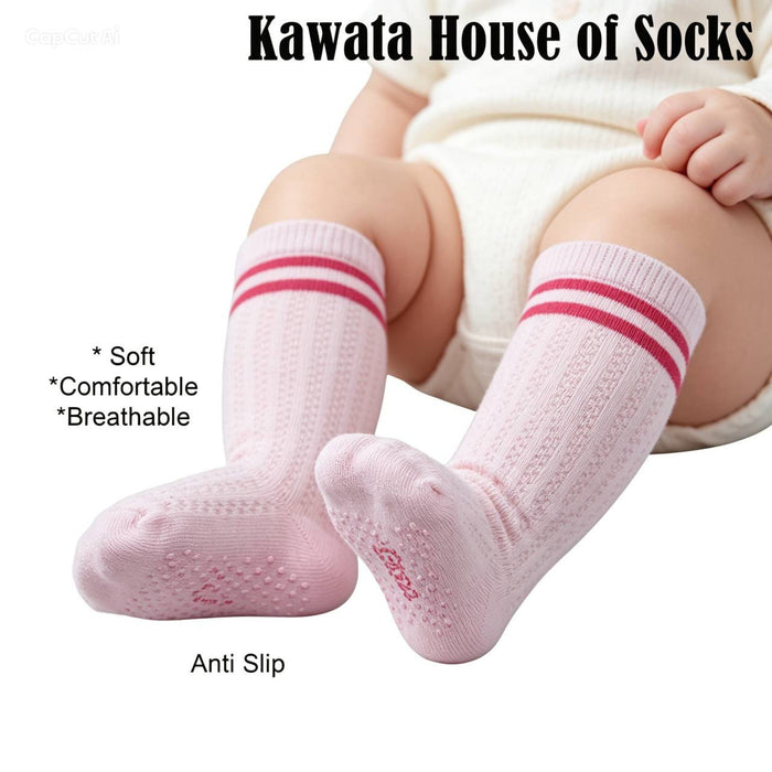 Baby & Kids Thin and Breathable Cotton Long Socks ( Stripes )
