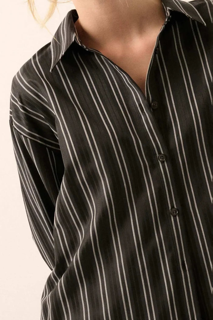 Back to Reality Striped Button-Back Shirt - ShopPromesa