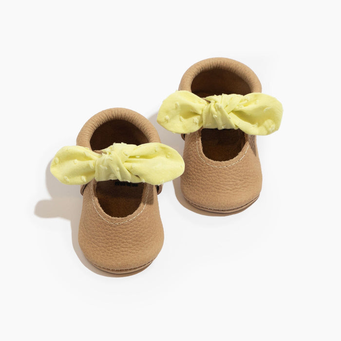 Banana Cream Knotted Bow Baby Shoe - Babies in Bloom
