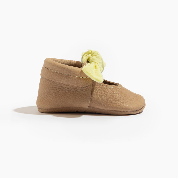 Banana Cream Knotted Bow Baby Shoe - Babies in Bloom