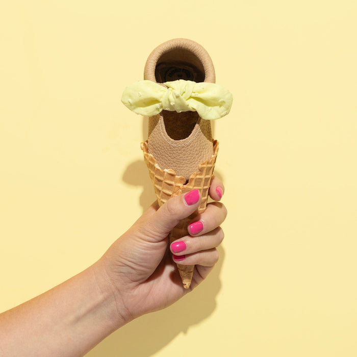 Banana Cream Knotted Bow Baby Shoe - Babies in Bloom