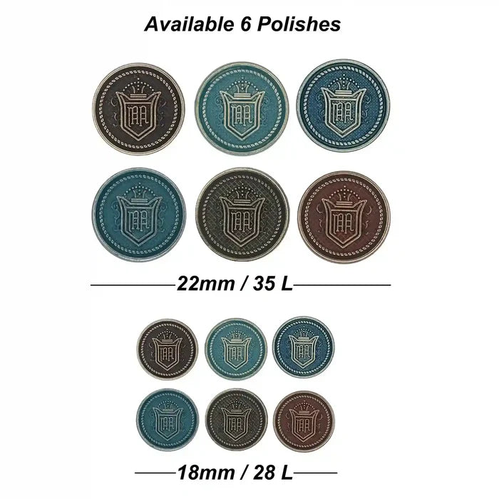 Baroque Engraved Metal Buttons | 18mm(28L) & 22mm(35L)