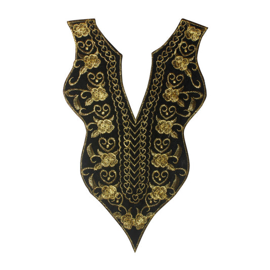 Baroque Floral Embroidered Deep V Neckline