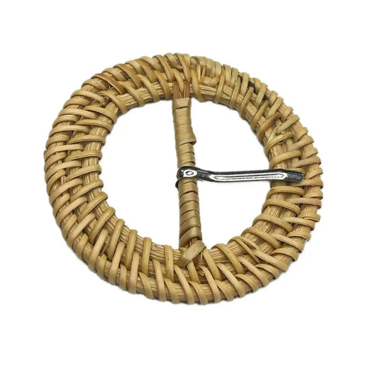 Ani Accessories Elegant Basket Knitted style Raffia Buckle with Prong  on a plain white background