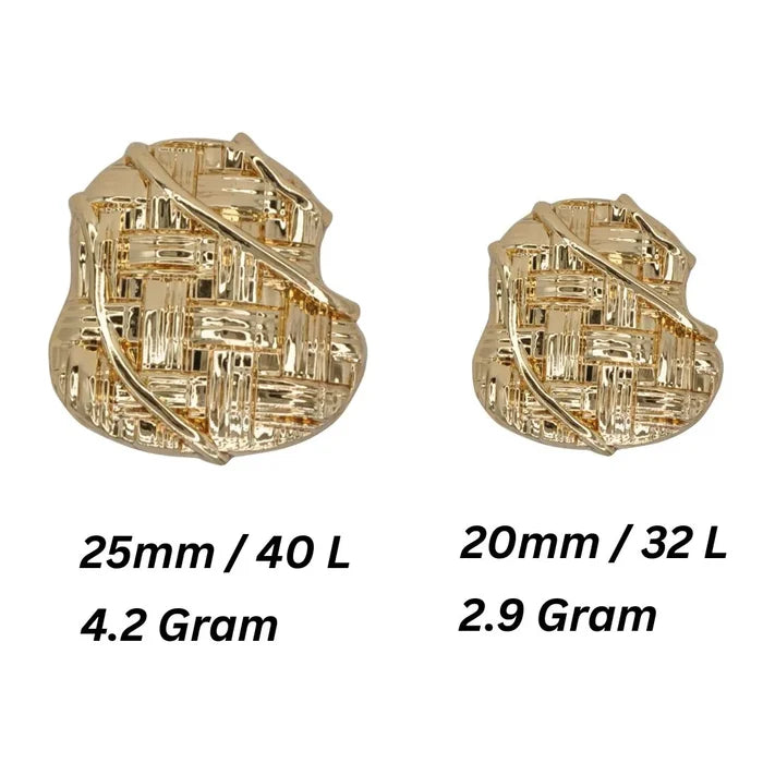 Basket Weave Style Metal Buttons | 20mm(32L) & 25mm(40L)