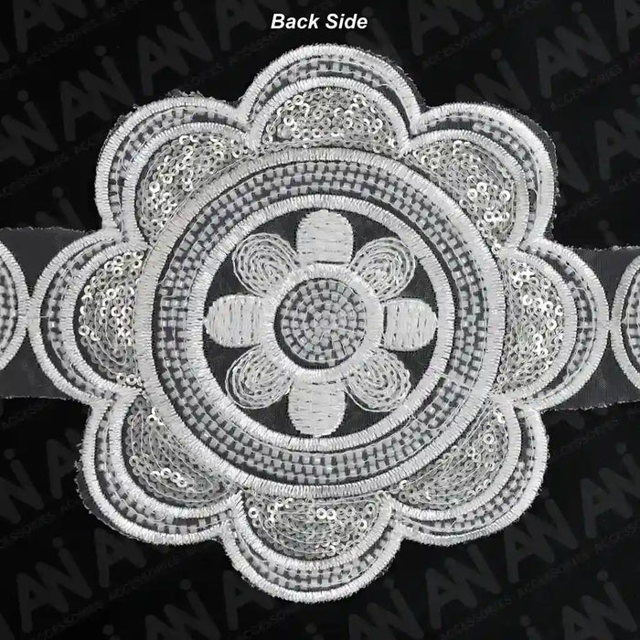 Beaded cut work Floral Chakra Lace Trim on net | 2 meter