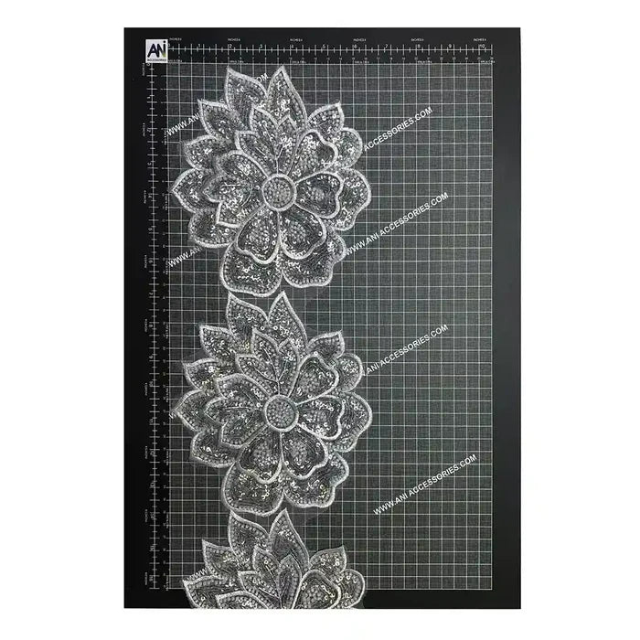 Beaded cut work Lotus Lace Trim on net | 1 meter