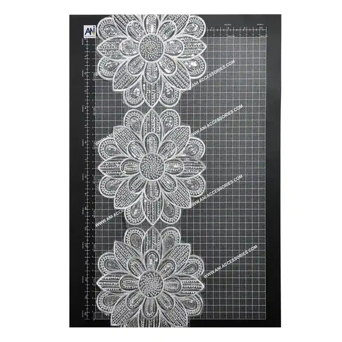 Beaded cut work Sunflower Lace Trim on net | 1 Meter