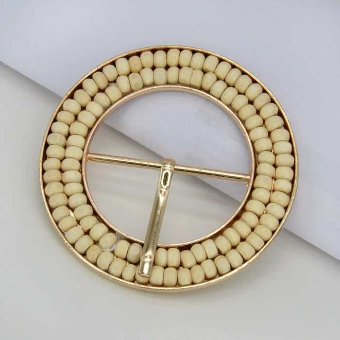 Beaded Geometric Raffia Buckle