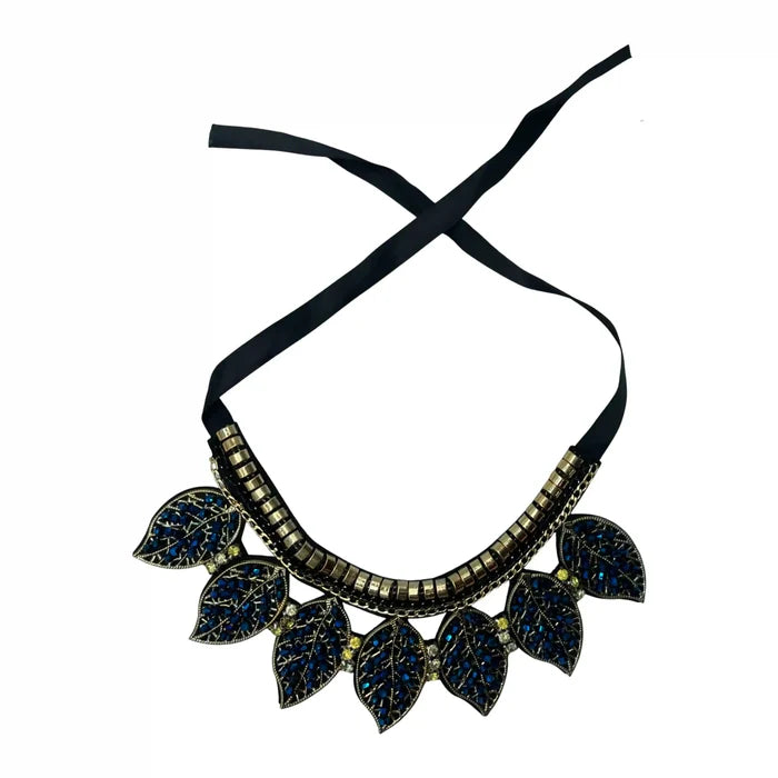 Beaded Leaf Round Neckline