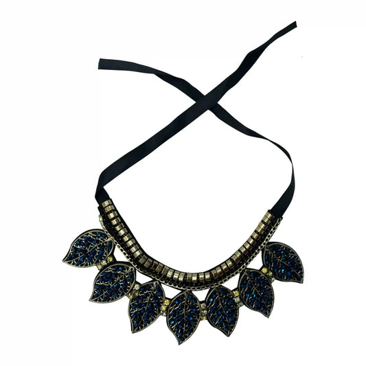Beaded Leaf Round Neckline