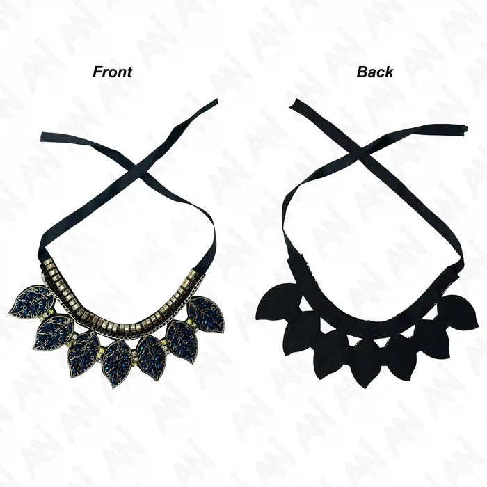 Beaded Leaf Round Neckline