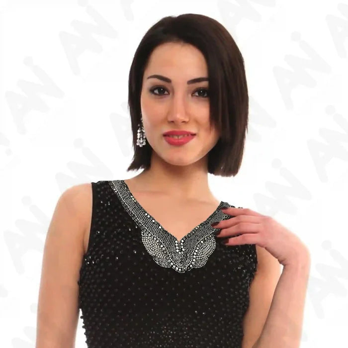Beaded V-Neckline Applique