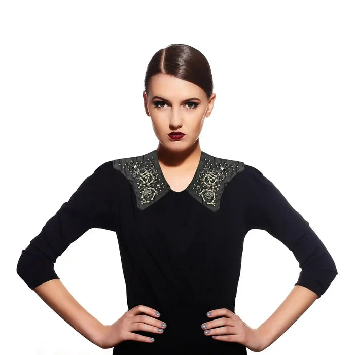 Beads Black Shoulder Patch 1 Pair