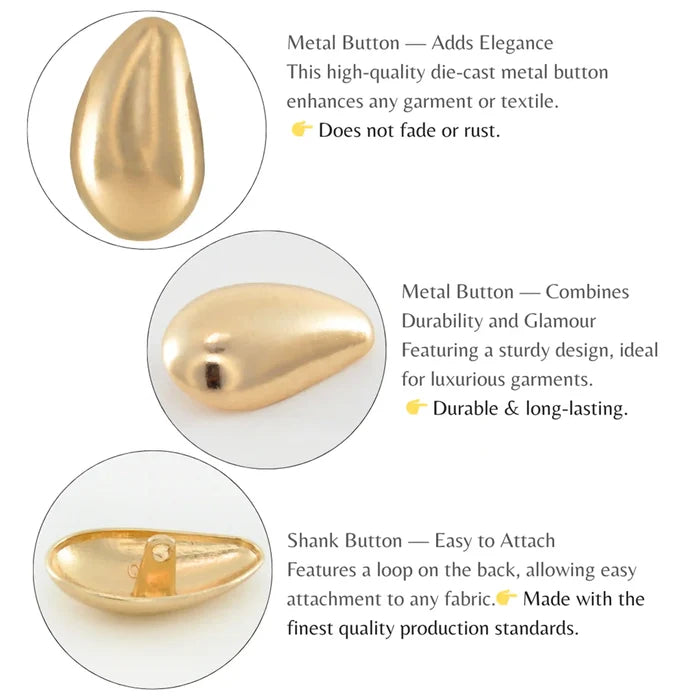 Bean Shaped Shank Metal Buttons | 33mm(52L)
