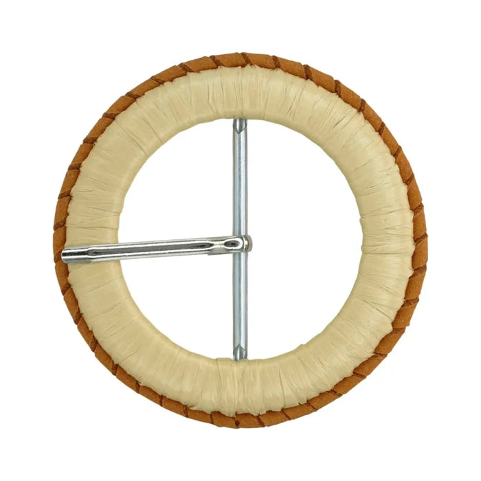 Ani Accessories handmade beige raffia ring buckle wrapped straw woven buckle for belt bag DIY craft decor