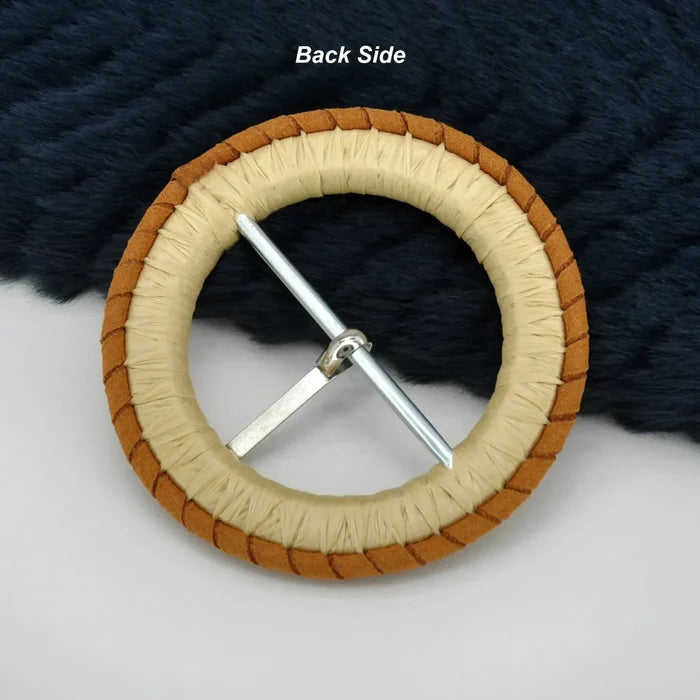 Ani Accessories beige raffia wrapped ring buckle 3 inch straw buckle for belts bags DIY fashion craft