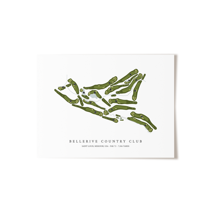 Bellerive Country Club | Golf Course Map | Unframed