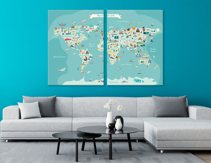 Best World Maps for Kids Canvas Print #5065