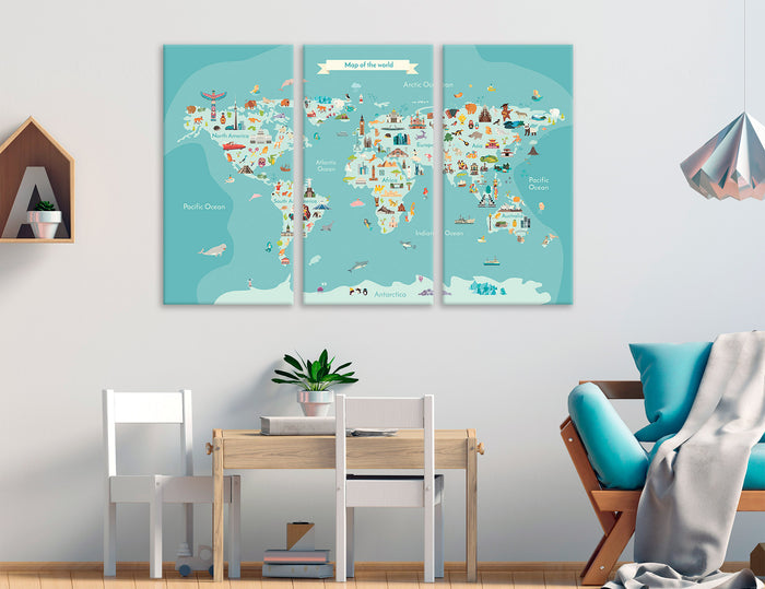 Best World Maps for Kids Canvas Print #5065
