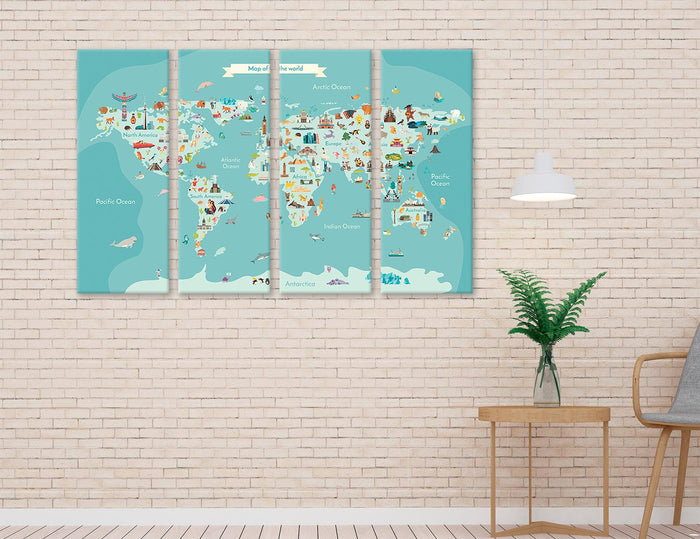 Best World Maps for Kids Canvas Print #5065