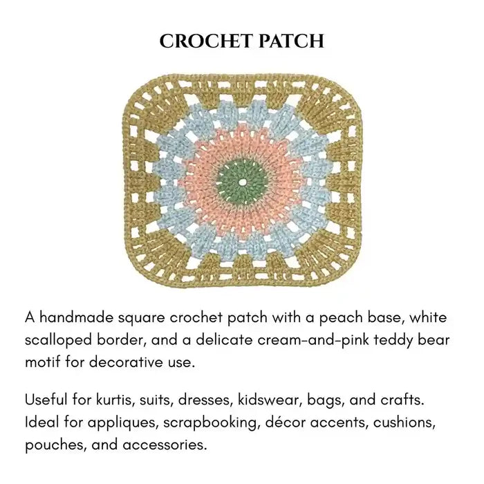Big Size Sunburst Granny Square Crochet Patch | 2pc