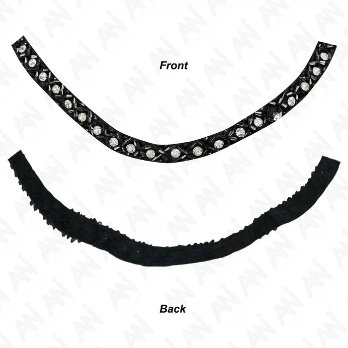 Black and Crystal Boat Neckline