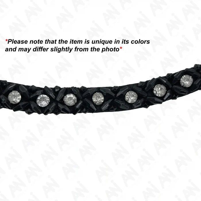 Black and Crystal Boat Neckline