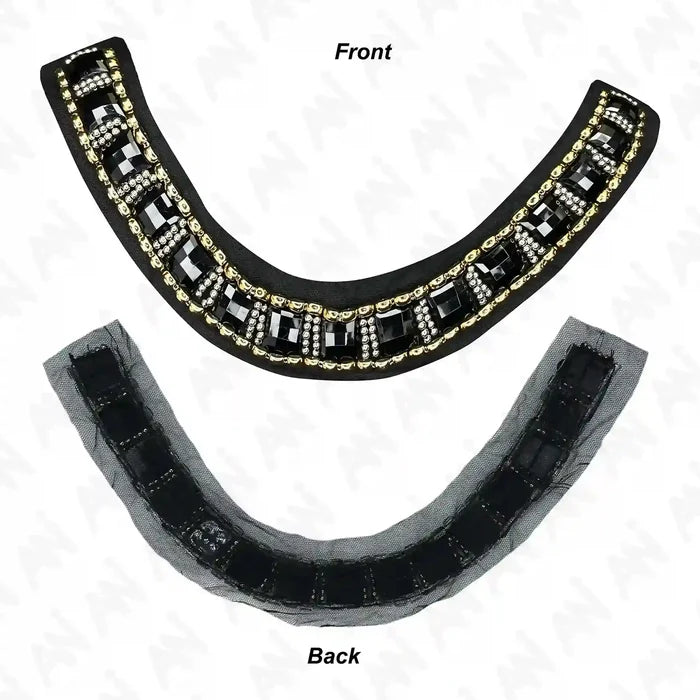Black and Gold Crystal Round Neckline
