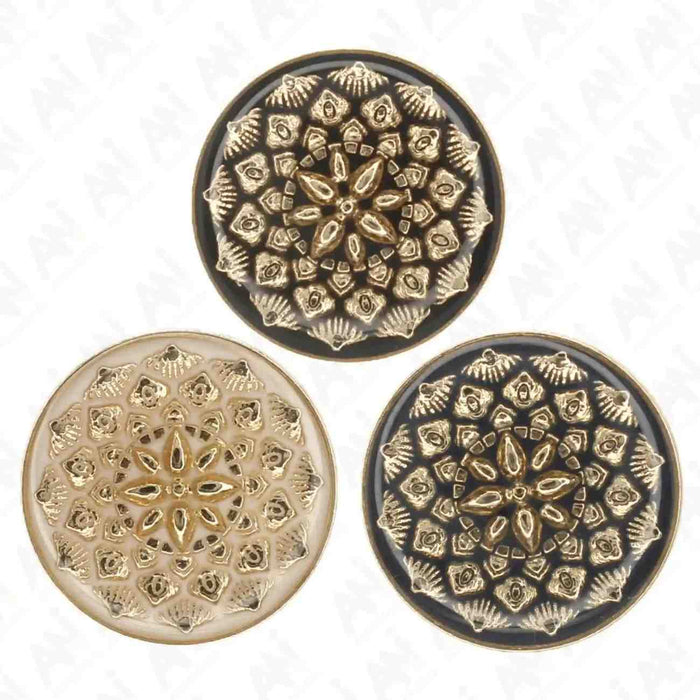 Black and Gold Intricate Floral Buttons | 18mm(28L) & 21mm(34L)