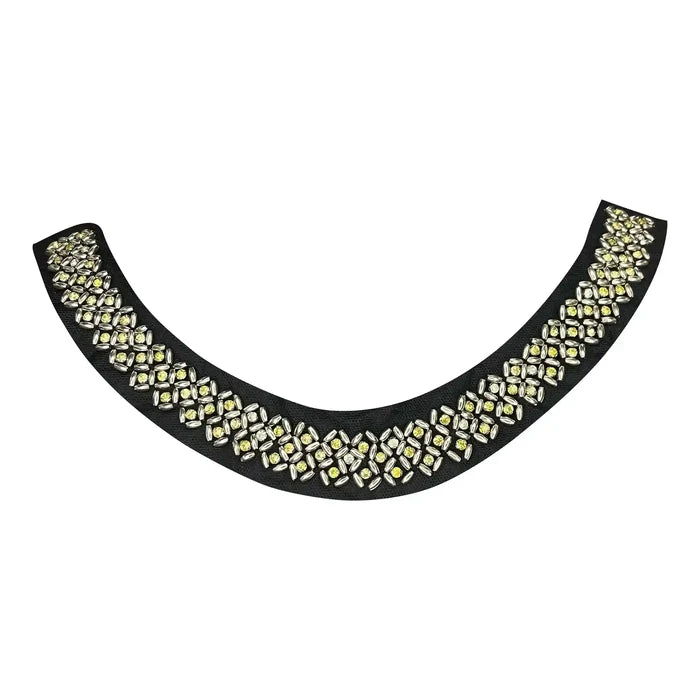 Black Beaded Round Neckline