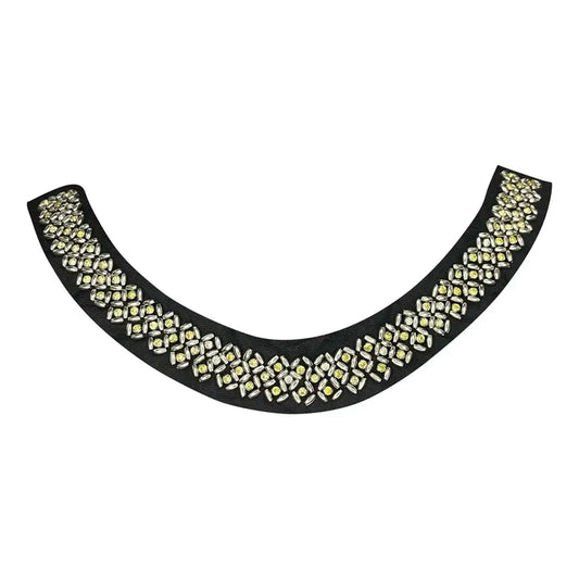 Black Beaded Round Neckline