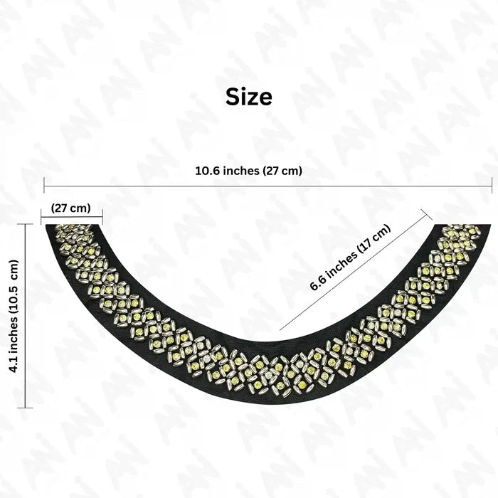 Black Beaded Round Neckline