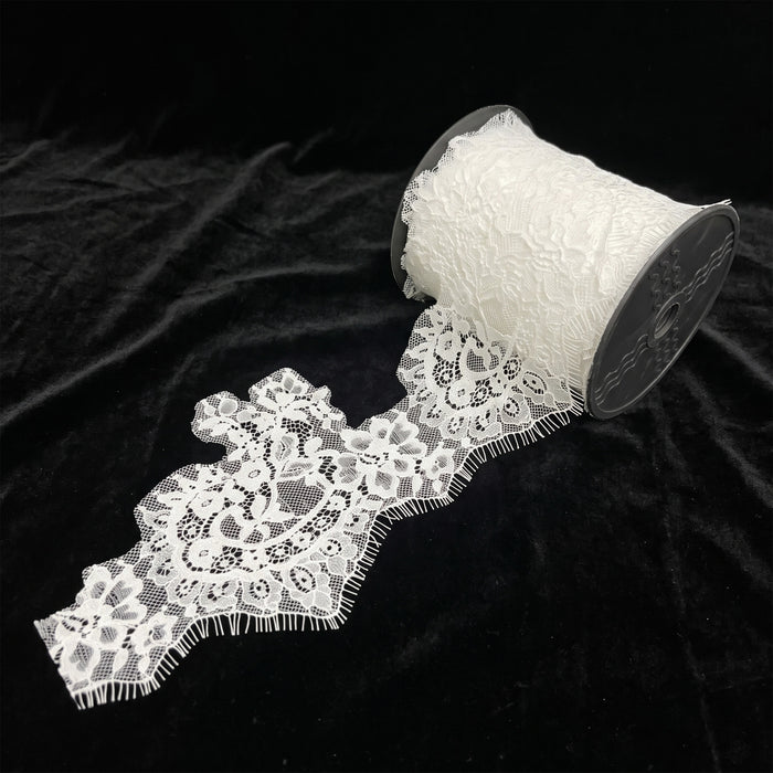 Black Chantilly lace trim with eyelash edge | 3 Meters | FEL-4N