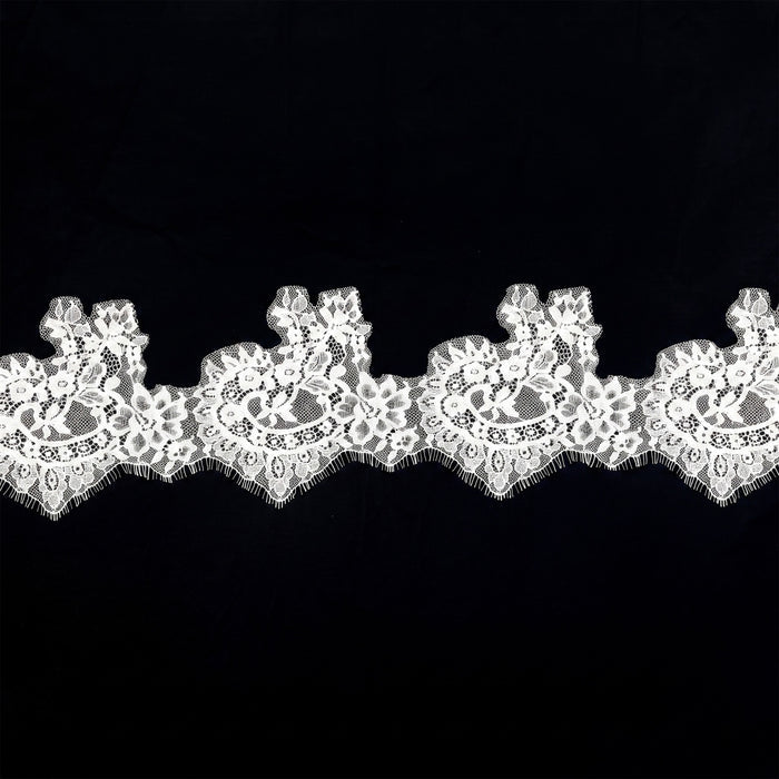 Black Chantilly lace trim with eyelash edge | 3 Meters | FEL-4N