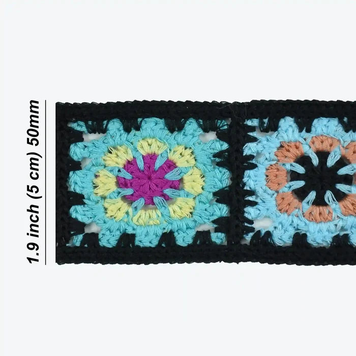 Black Crochet Granny Square Trim