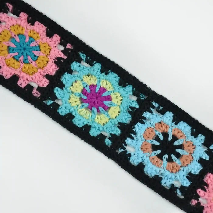 Black Crochet Granny Square Trim