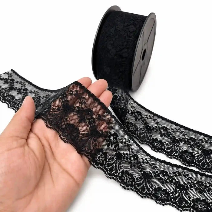 Black Elegant Floral Lace | 5 Meters | SKU-B50