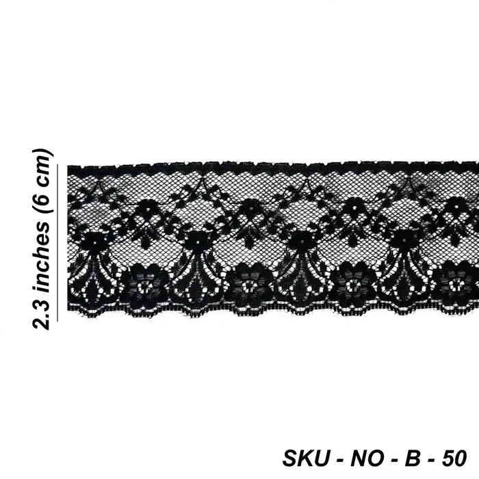 Black Elegant Floral Lace | 5 Meters | SKU-B50