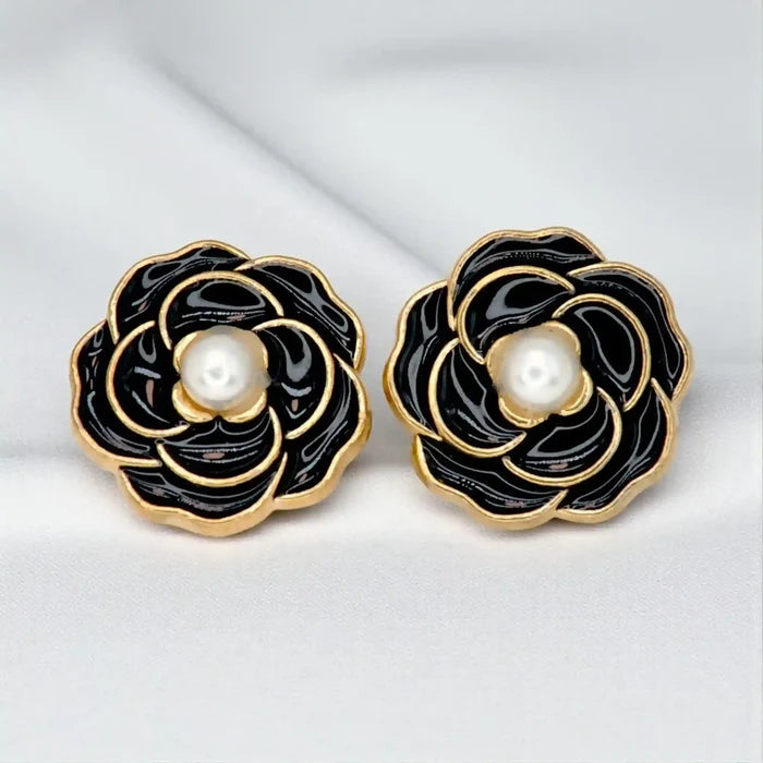 Black Enamel Rose Button Cover