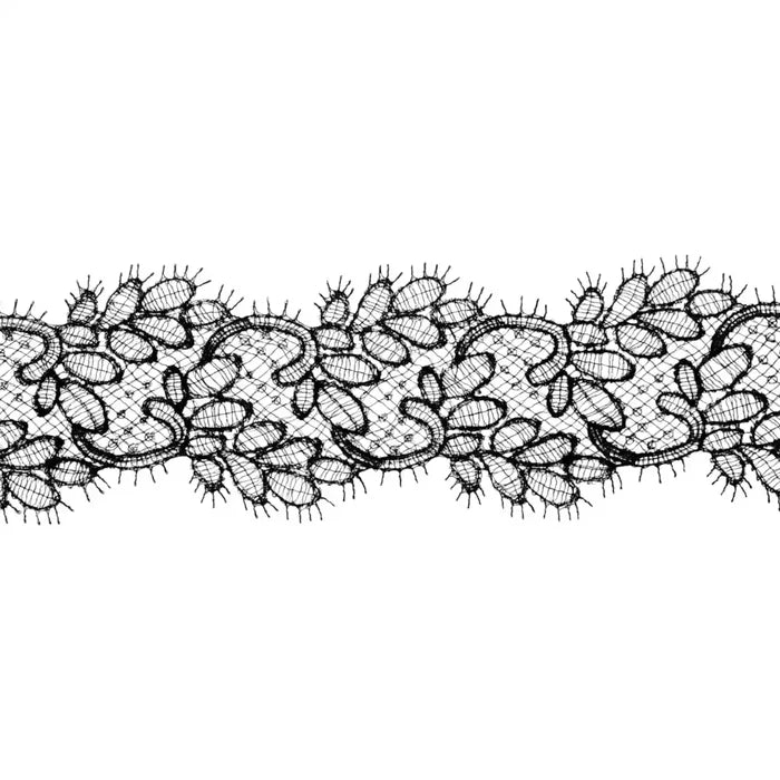 Black Floral Design Lace | Width 8.6cm (3.4 inches) 86mm | SKU-FML-11
