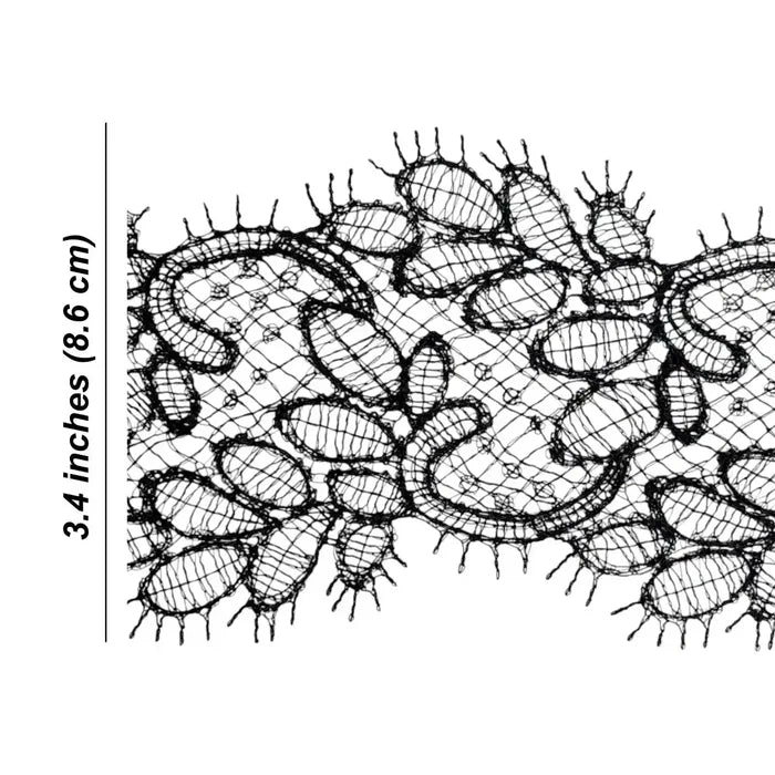 Black Floral Design Lace | Width 8.6cm (3.4 inches) 86mm | SKU-FML-11