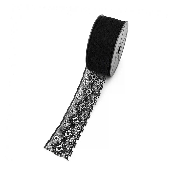 Black Floral Ribbon Lace | 5 Meters | SKU-B-28
