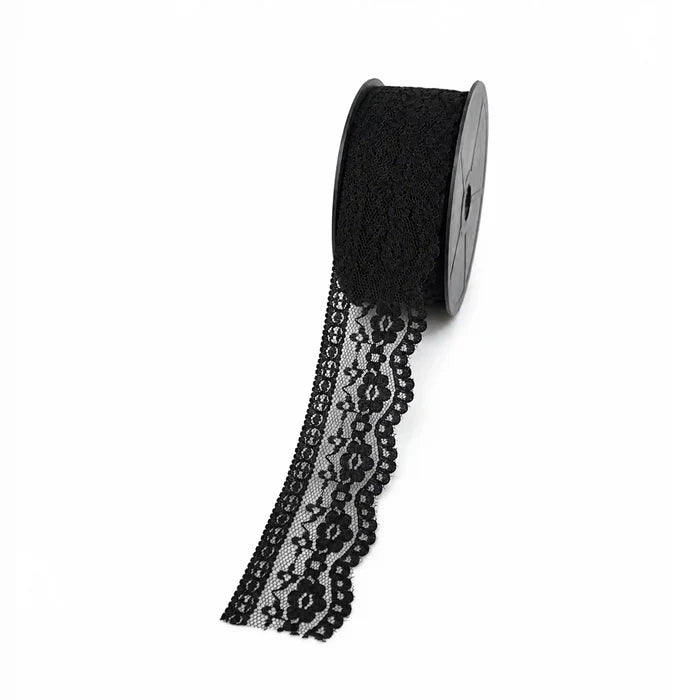 Black Floral Trim Lace | 5 Meters | SKU-B52