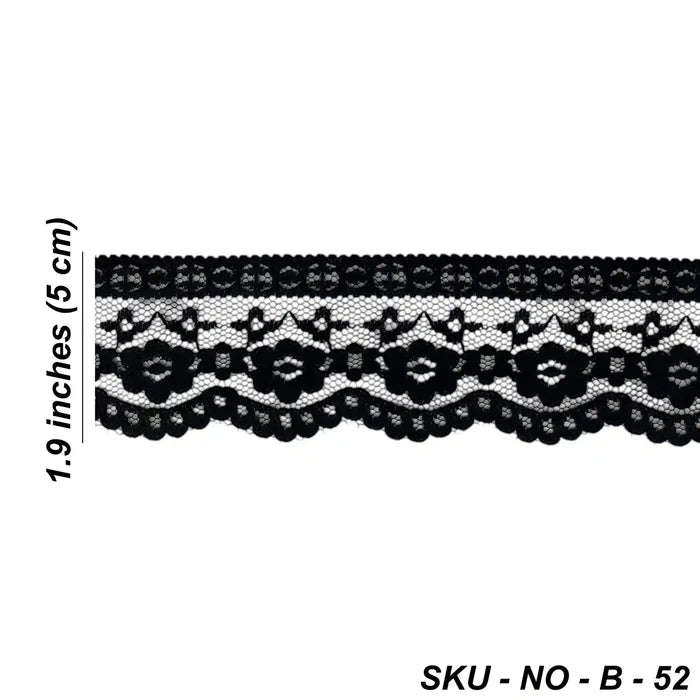 Black Floral Trim Lace | 5 Meters | SKU-B52