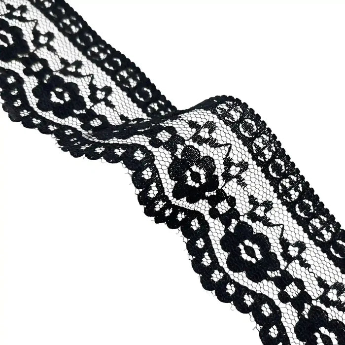 Black Floral Trim Lace | 5 Meters | SKU-B52