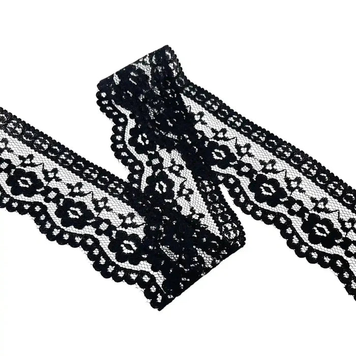Black Floral Trim Lace | 5 Meters | SKU-B52