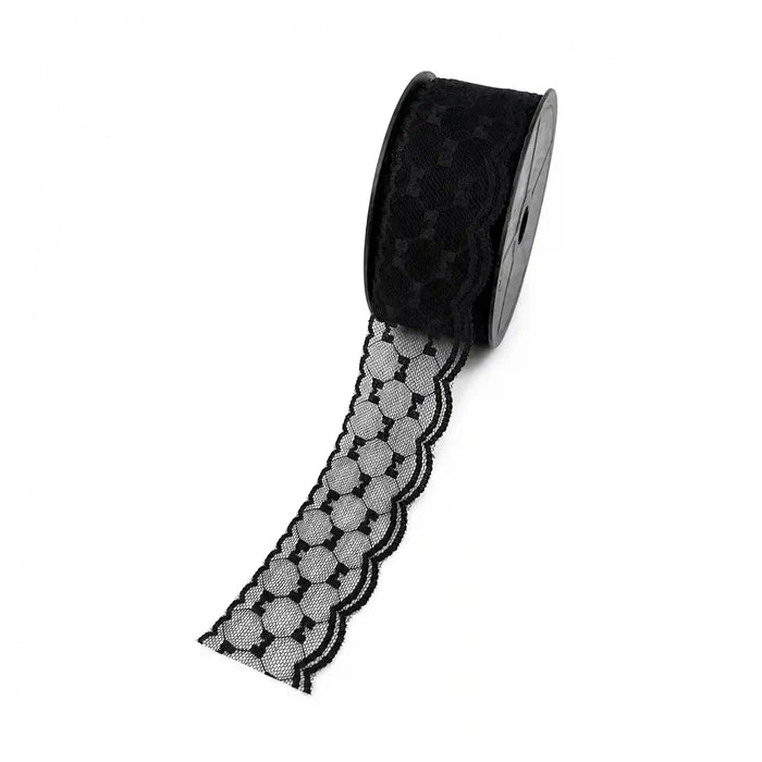 Black Geometric Scalloped Lace | 5 Meters | SKU-B54