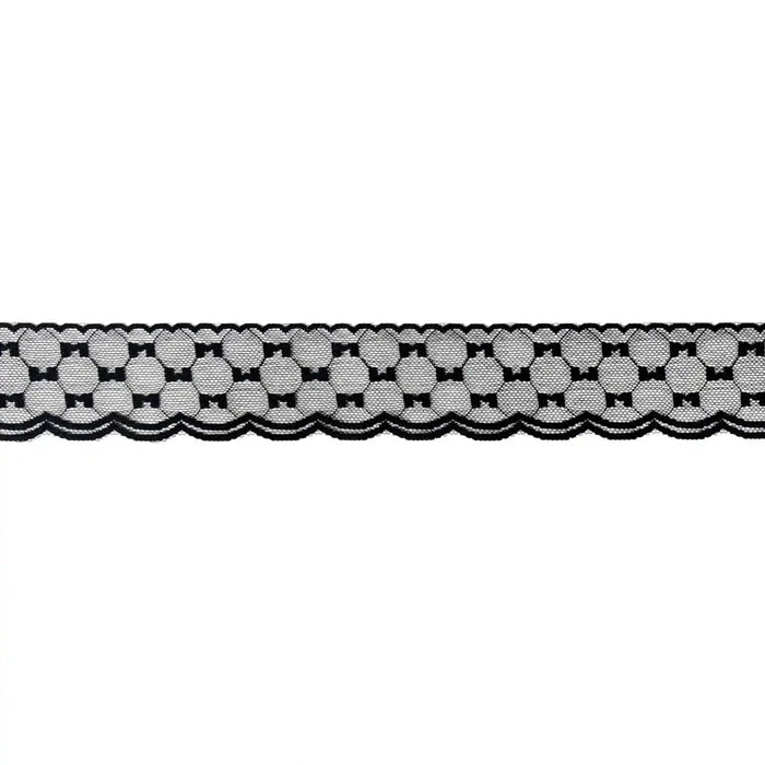 Black Geometric Scalloped Lace | 5 Meters | SKU-B54
